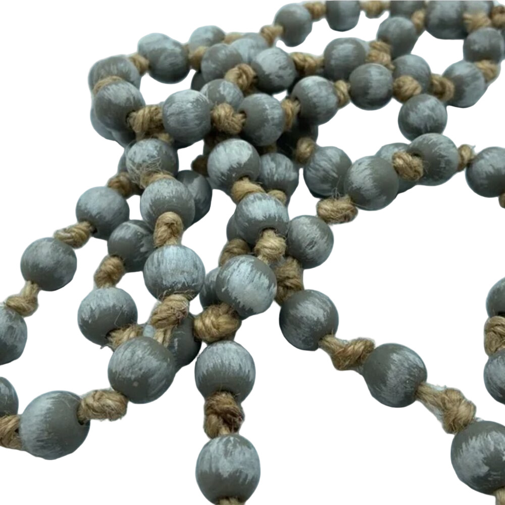 🏷 5 Strands of Gray Beaded & Twined Garland NWT